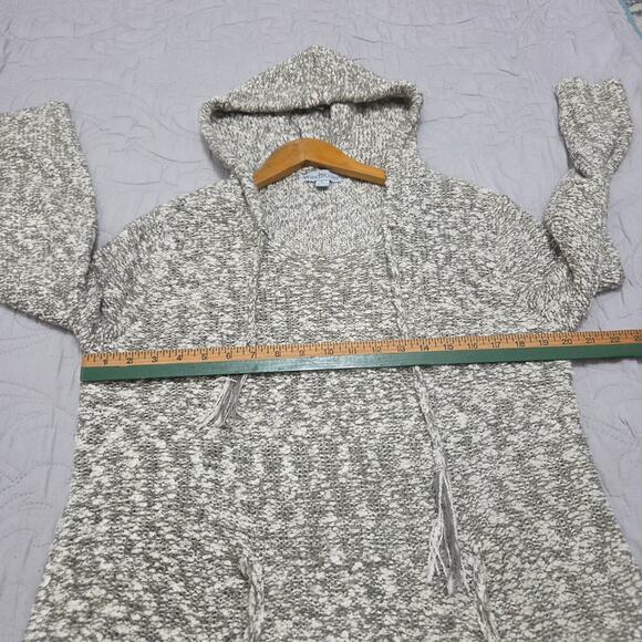 WindiRiver Green and White Long Hooded Sweater with Pocket Woman's Size Large - Picture 7 of 7